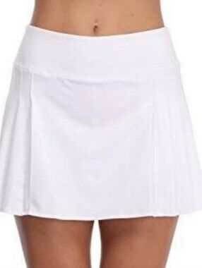 Tommy Bahama White Streth Women's Pleated  A-Line Skirt Skort Size Large PullOn